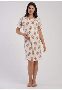 Camasa pentru alaptat, bumbac, Love bear, crem