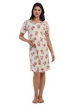 Camasa pentru alaptat, bumbac, Love bear, crem