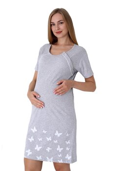 Camasa pentru alaptat, bumbac, Mimi, gri cu fluturasi