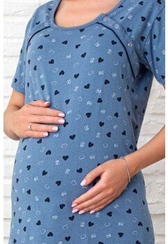 Camasa pentru alaptat, bumbac, My hearts, albastru