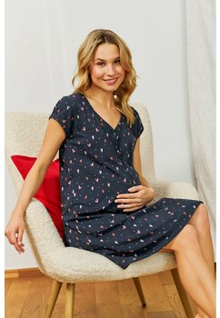 Camasa pentru alaptat, Cute hearts, bleumarin