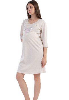 Camasa pentru alaptat, maneca 3/4, Some bunny, 70%bumbac, crem