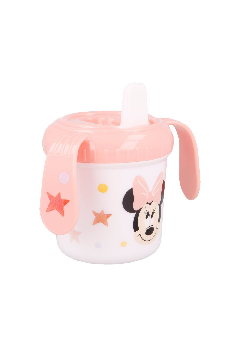 Cana cu cioc, Minnie Mouse cu stelute, corai, 250 ml, +10 luni