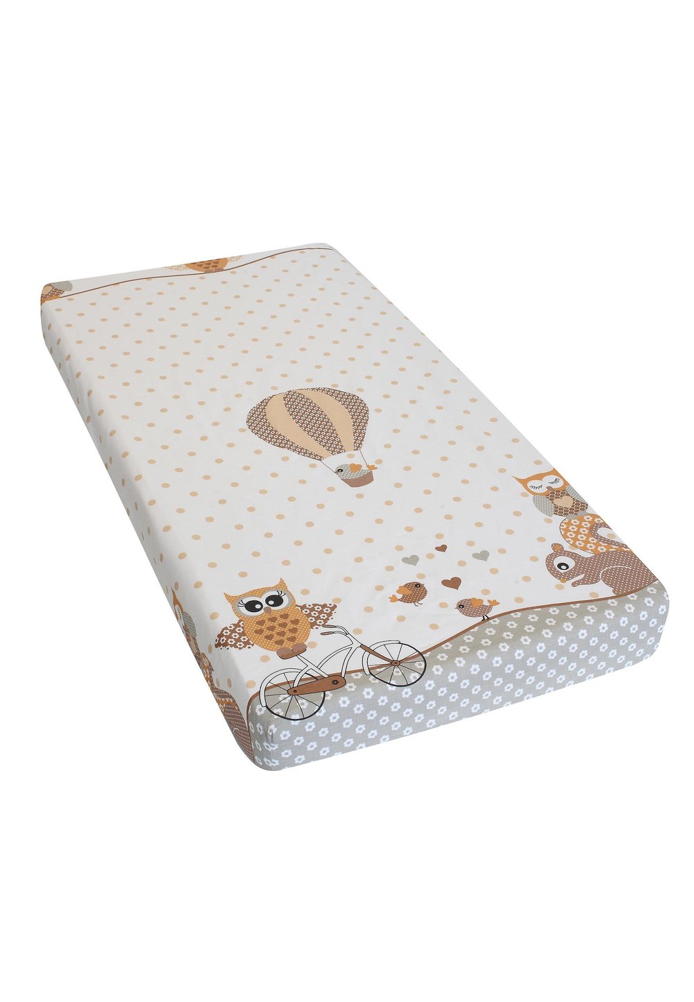 Cearceaf bumbac, Bufnite mari, crem, 120 x 60 cm