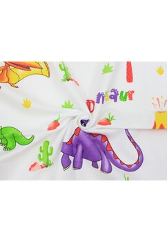 Cearceaf patut, Prichindel, Dinosaurs, flanel bumbac, multicolor, 120x60 cm