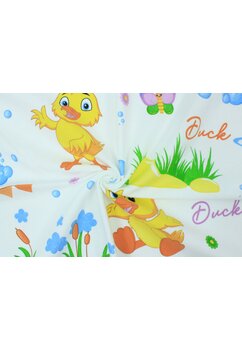 Cearceaf patut, Prichindel, Ducks, flanel bumbac, multicolor, 120x60 cm