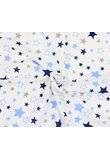 Cearceaf patut, Prichindel, flanel, 2 fete stelute albastre, 120x60 cm, alb