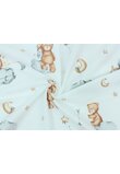 Cearceaf patut, Prichindel, Urs cu baloane, flanel bumbac, multicolor, 120x60 cm