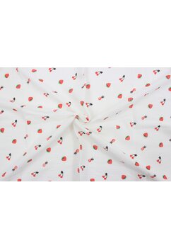 Cearceaf Prichindel, capsuni si cirese, muselina, alb, 120x60 cm