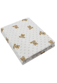 Cearceaf Prichindel, muselina, Little bear, alb, 120x60 cm