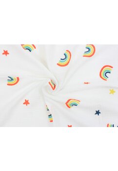Cearceaf Prichindel, muselina, Rainbow, alb, 120x60 cm