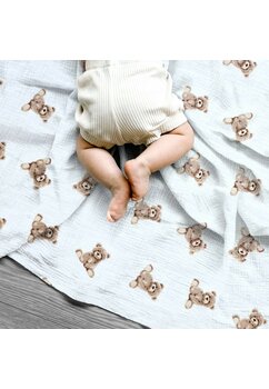 Cearceaf Prichindel, muselina, Ursuletul Martinel, alb, 120x60 cm