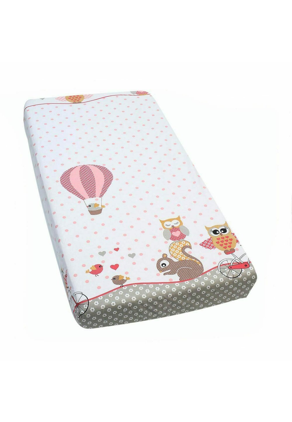 Cearceaf Prichindel, patut 120x60 cm, Bufinte mari roz