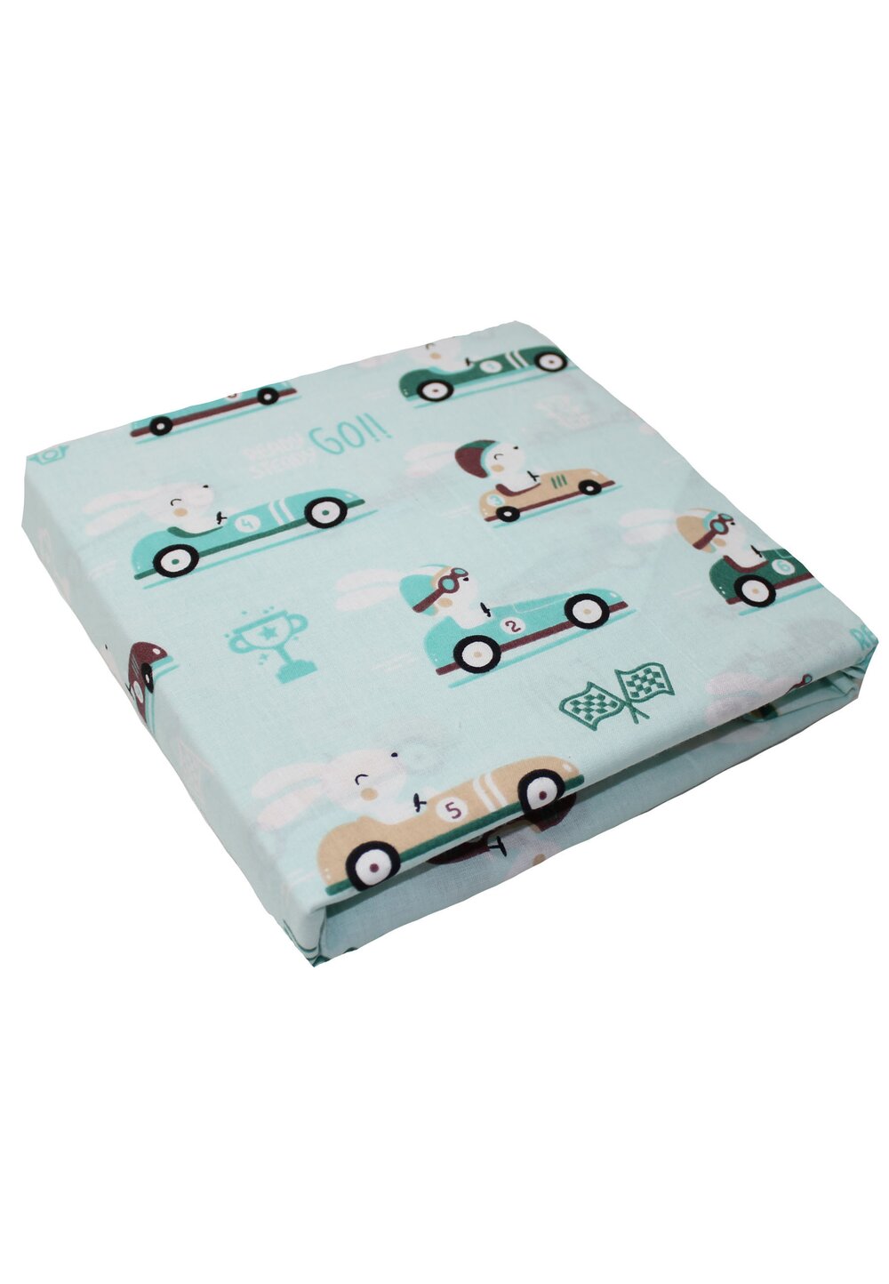 Cearceaf Prichindel, patut 120x60 cm, Bunny with car