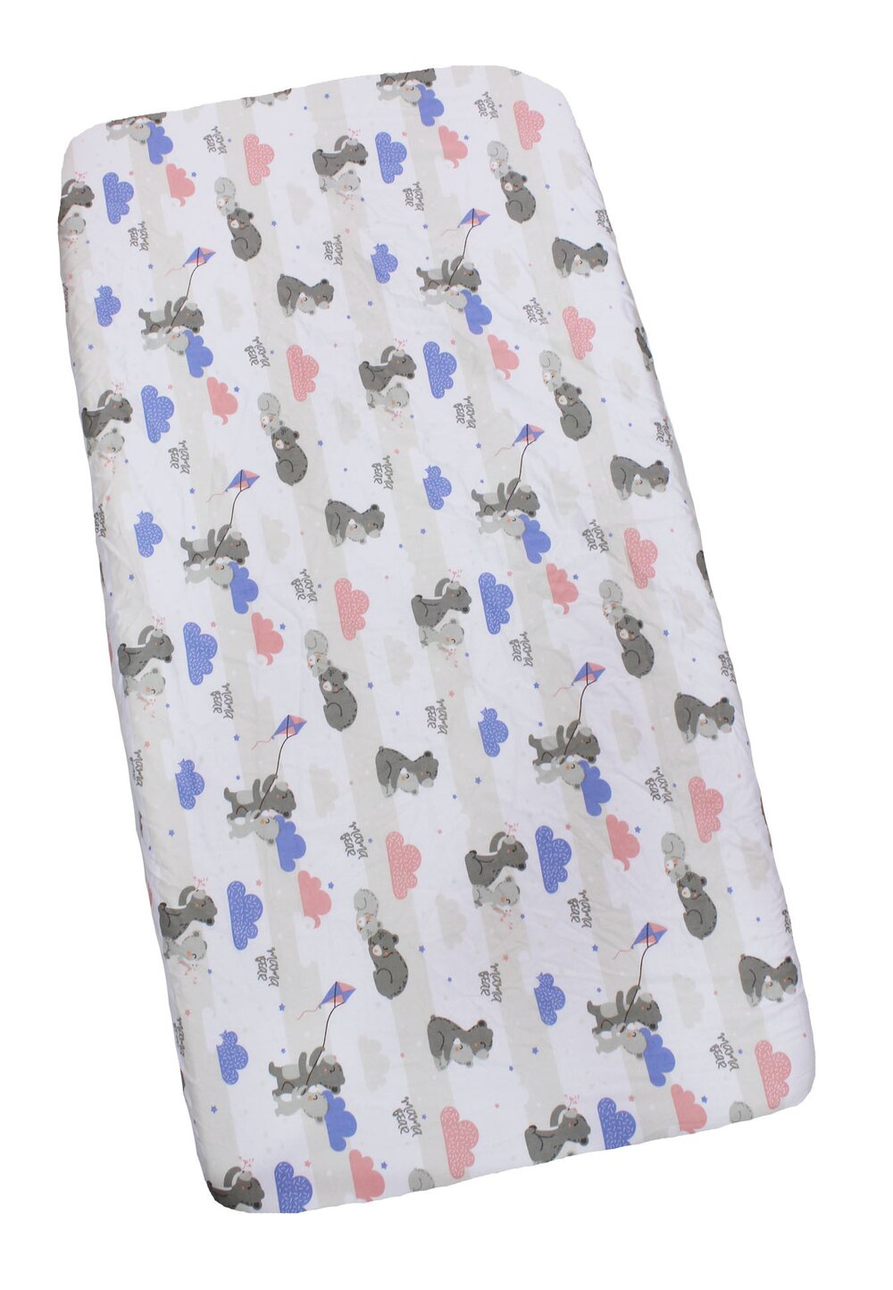 Cearceaf Prichindel, patut 120x60 cm, mama bear, roz cu albastru