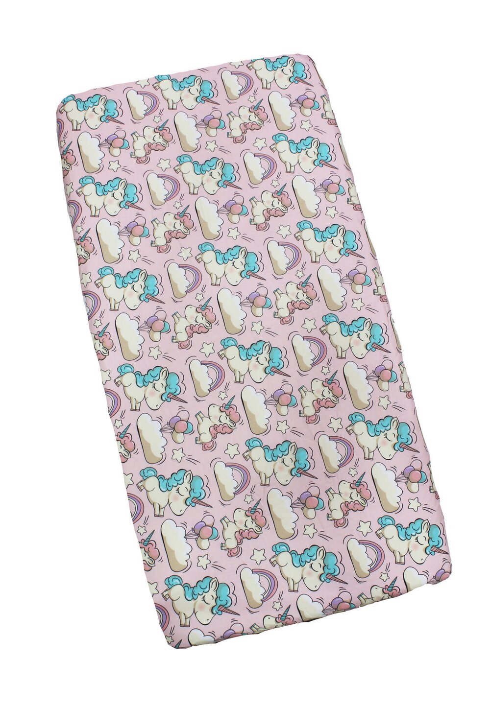 Cearceaf Prichindel, patut 120x60 cm, unicorn, roz