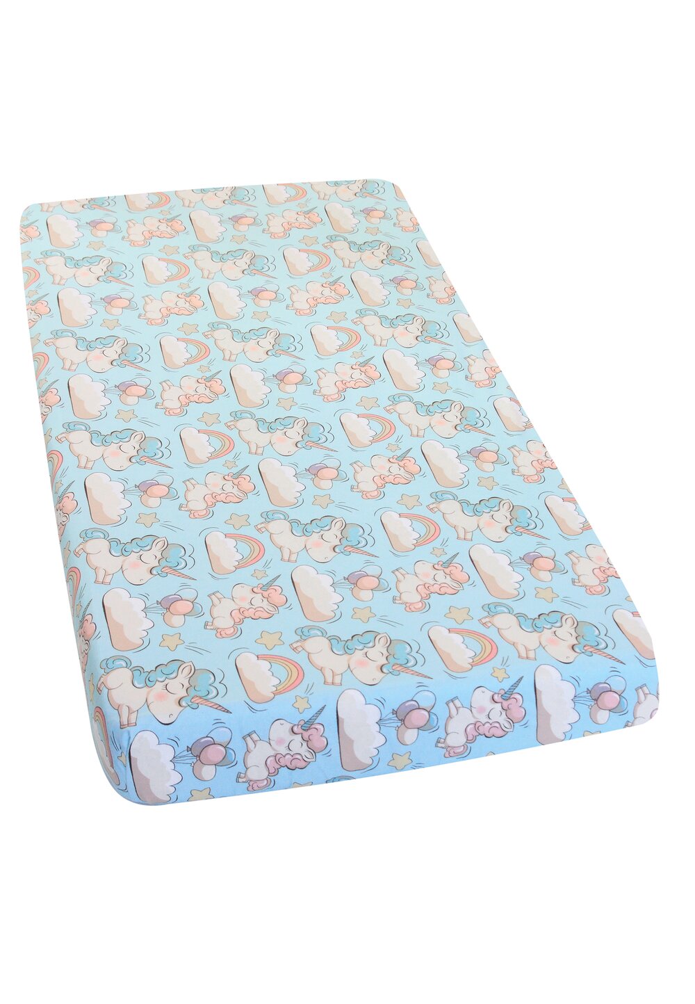 Cearceaf Prichindel, patut 120x60 cm, Unicorn turcoaz