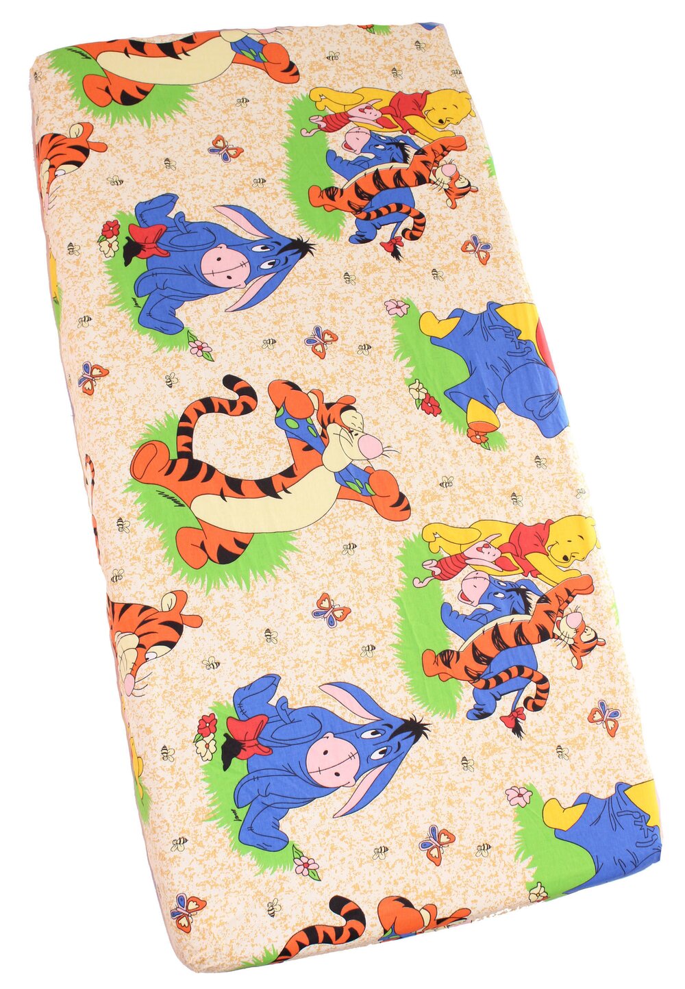 Cearceaf Prichindel, patut 120x60 cm, Winnie si Aiurel, crem