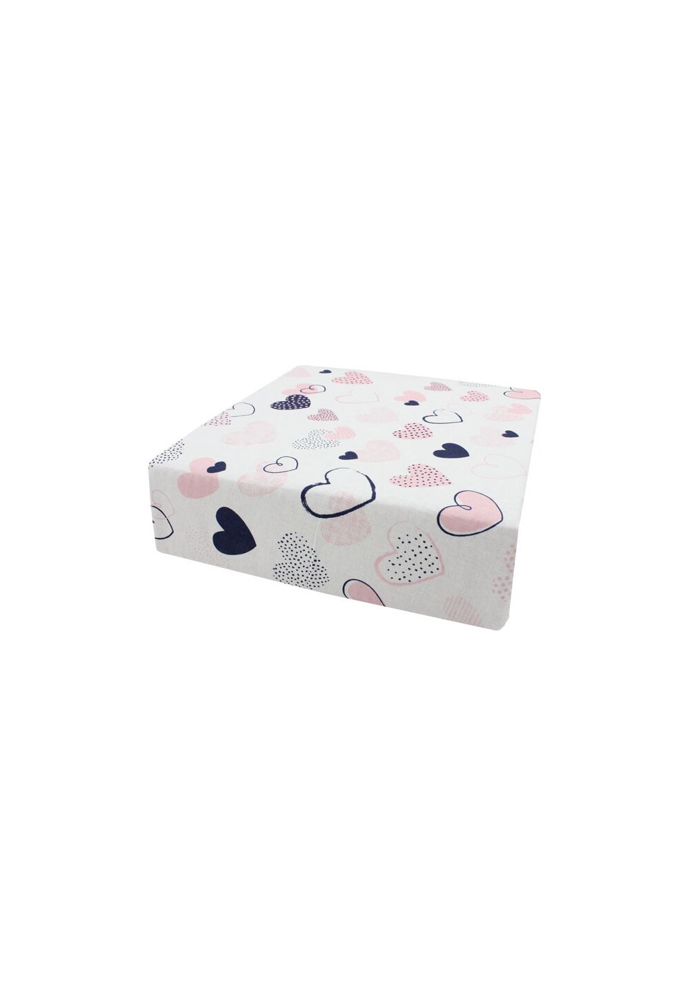 Cearceaf Prichindel, patut, alb cu inimioare roz 120x60 cm