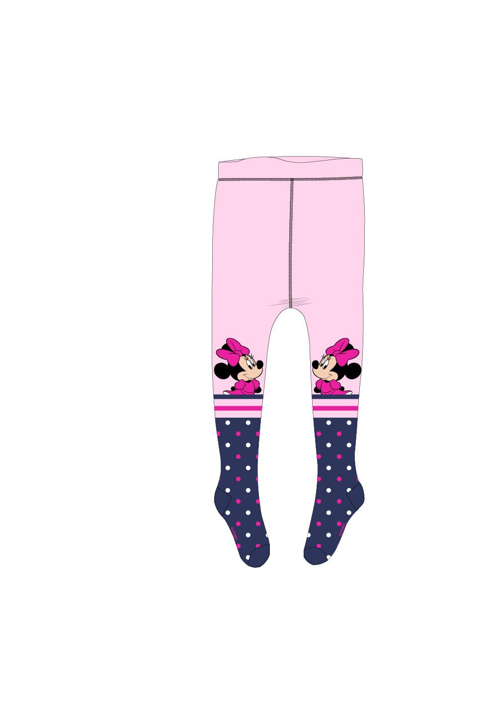 Ciorapi cu chilot, fete, 75%bumbac, Minnie Mouse, roz cu buline