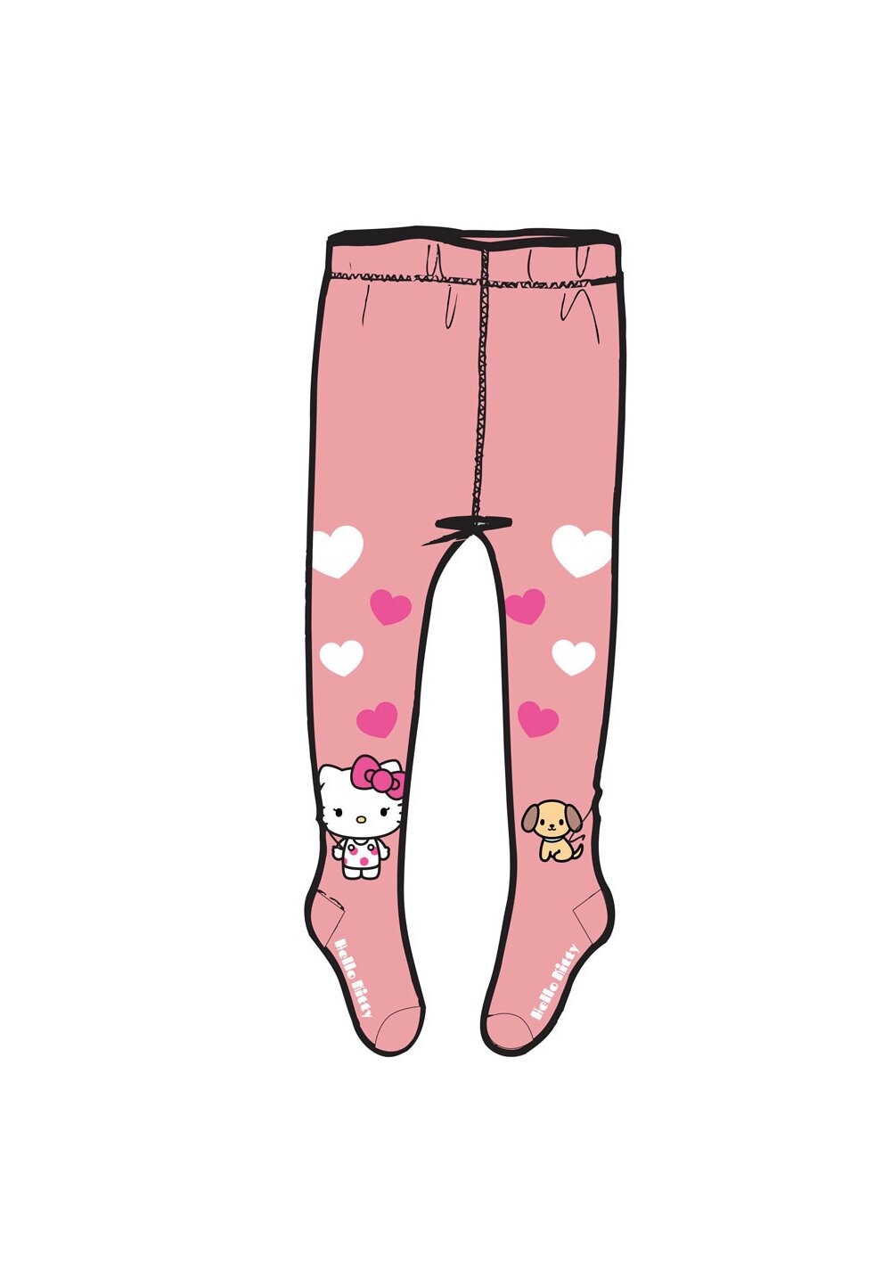 Ciorapi cu chilot, Hello Kitty, roz cu inimioare imagine