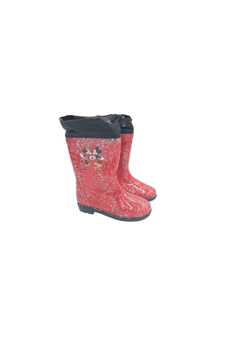 Cizme de cauciuc, Minnie si Mickey, rosii cu sclipici