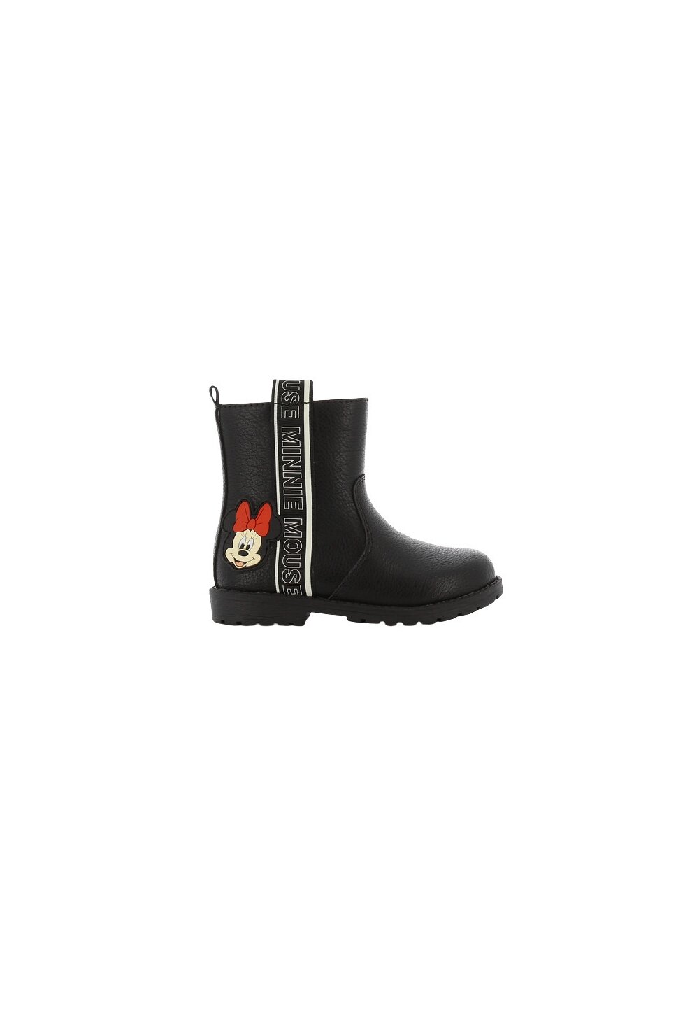 Cizme fete din piele ecologica, cu fermoar, Minnie Mouse, negre
