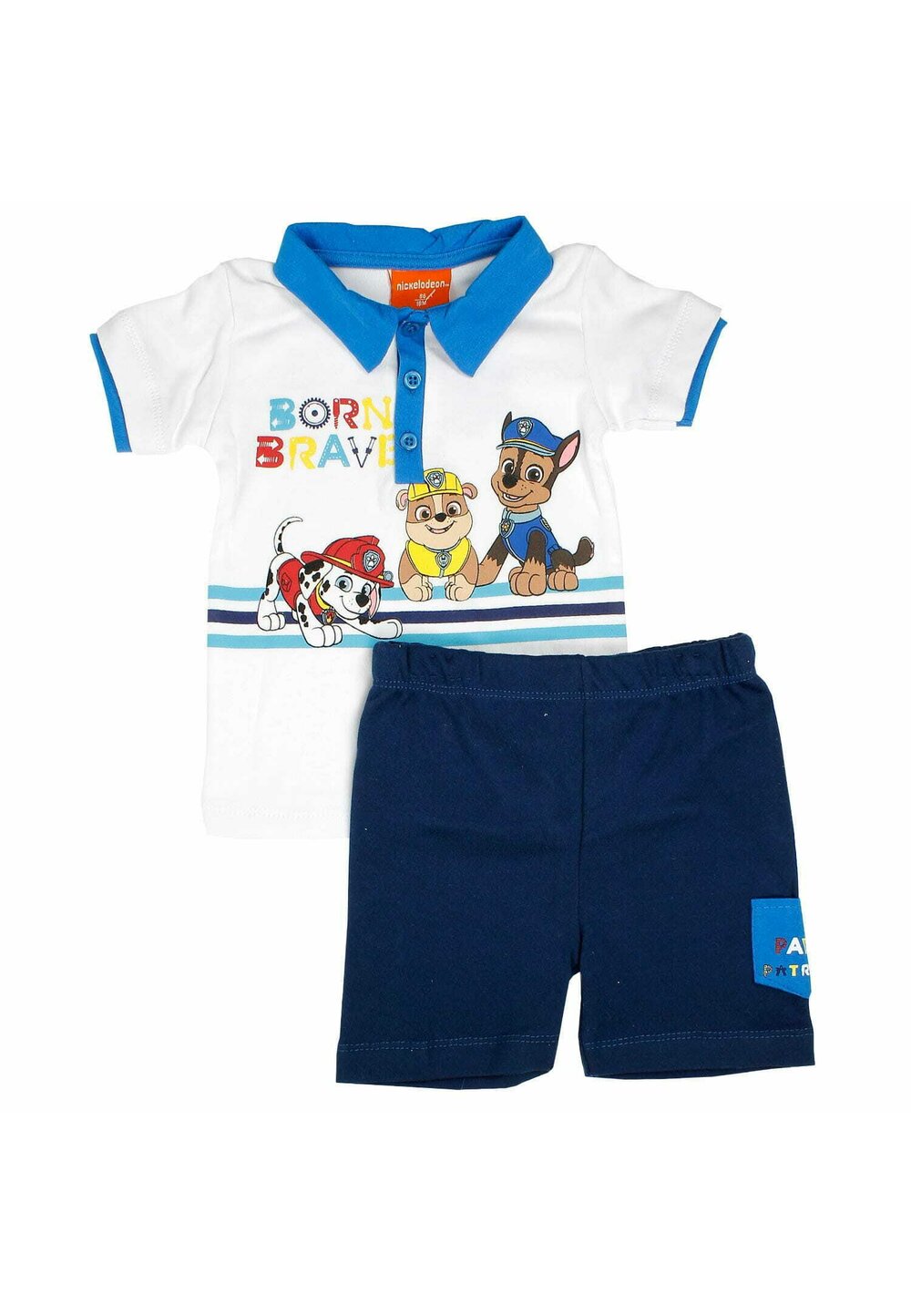 Compleu bebe, 2 piese, Paw Born Brave, alb