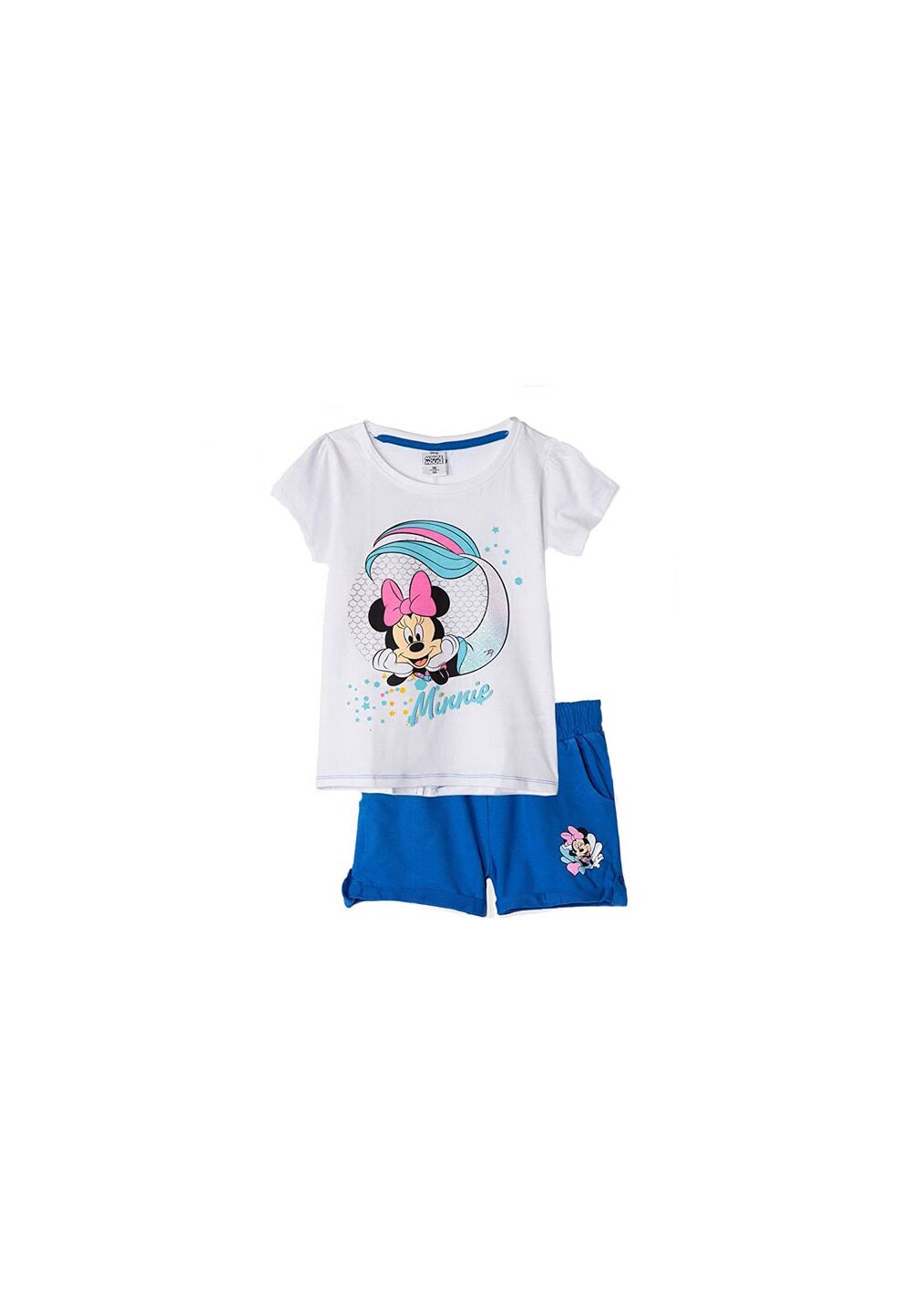 Compleu, maneca scurta, Minnie sirena, albastru