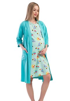 Compleu pentru alaptat, bumbac, Little birds, turcoaz