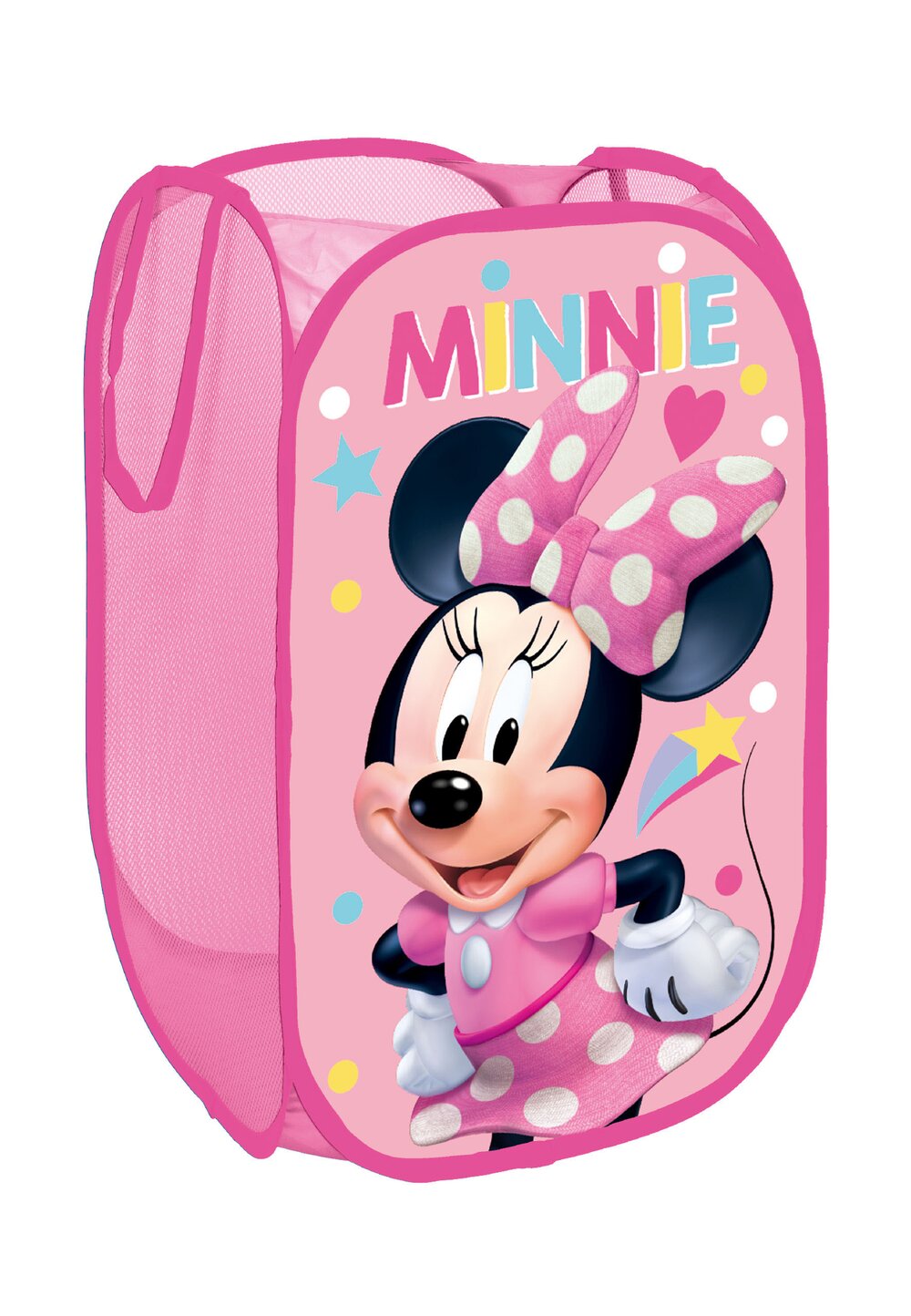 Cos pentru jucarii, poliester, Minnie cu buline, roz