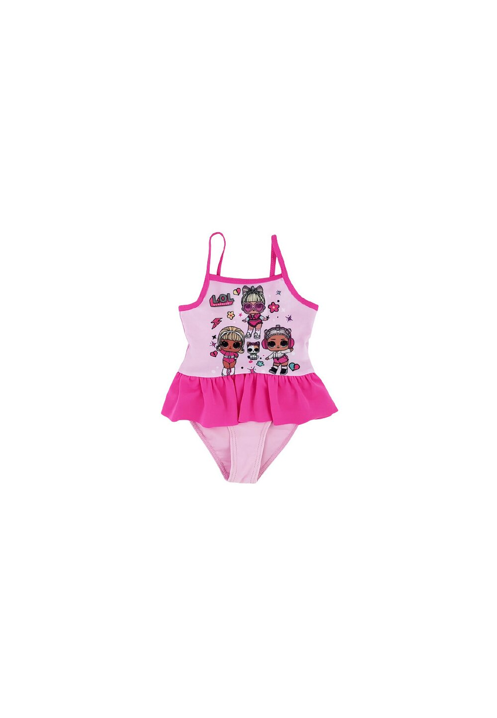 Costum de baie intreg, papusile LOL, roz deschis