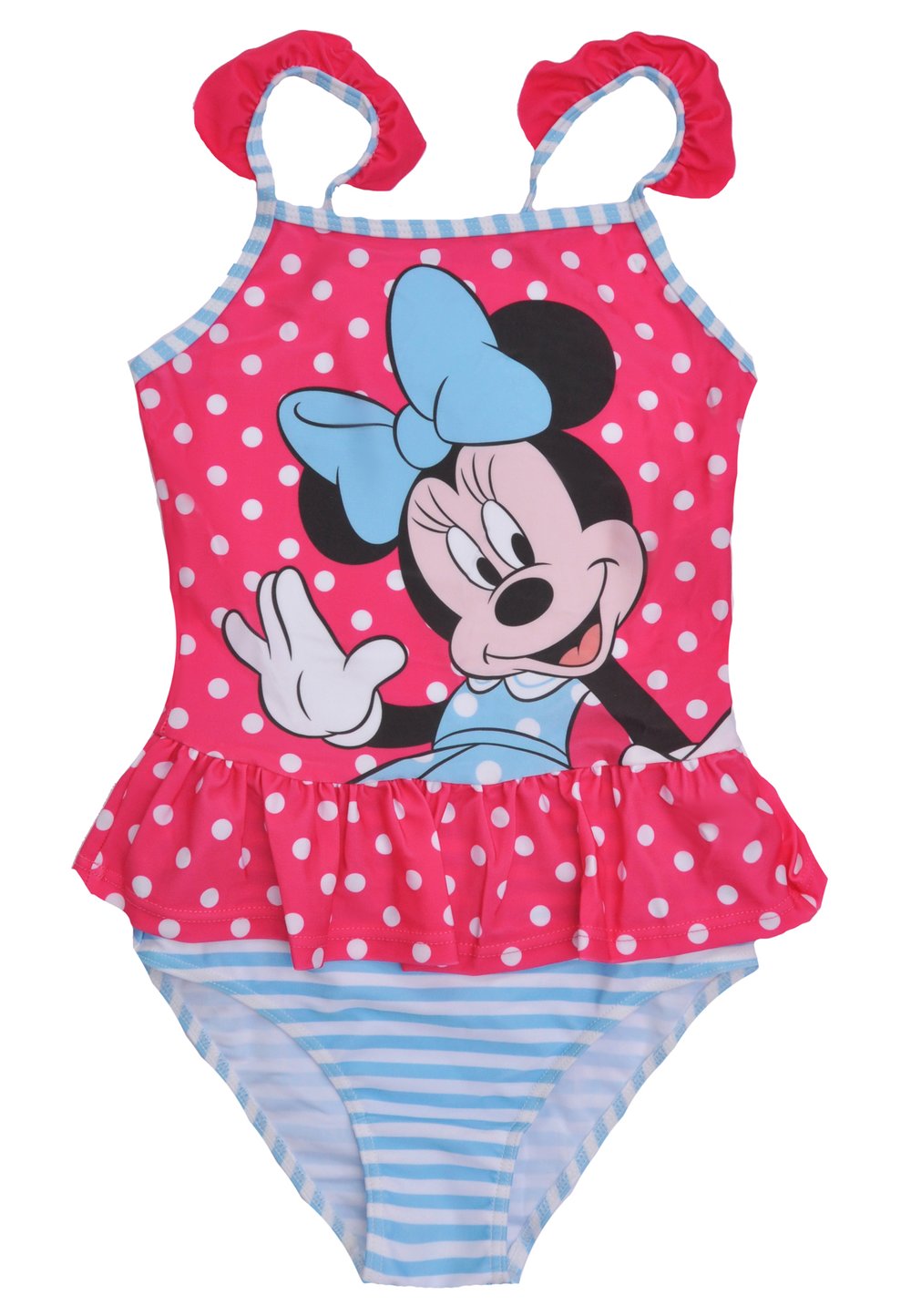 Costum de baie, intreg, roz cu buline albe, Minnie