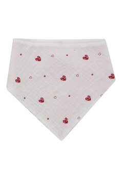 Esarfa tip baveta, muselina, doua fete, inimioare rosii