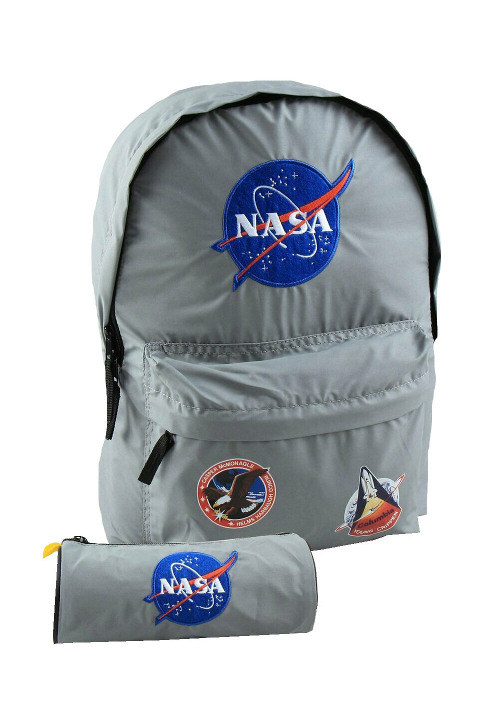 Ghiozdan cu penar cadou, Nasa, gri, 31x16x41 cm