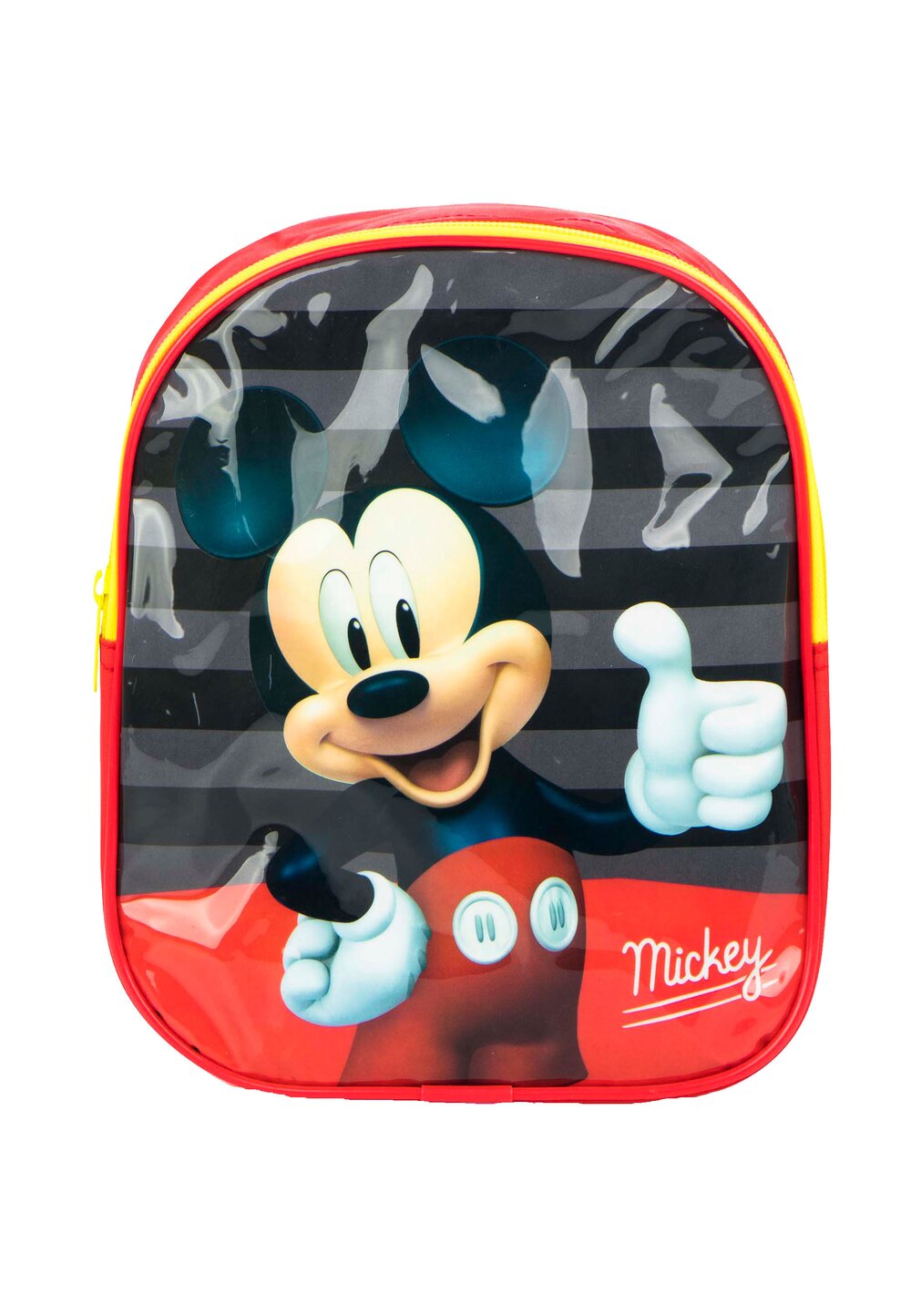 Ghiozdan Mickey Mouse, rosu, 100%poliester, 24x10x20 cm