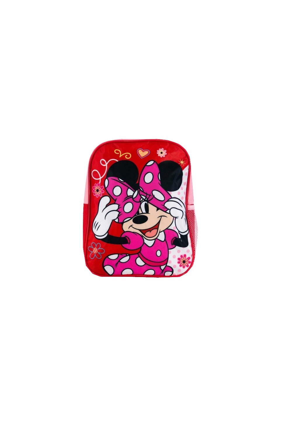 Ghiozdan Minnie Mouse, rosu cu floricele, 32x26x10cm