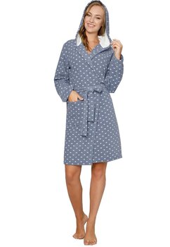 Halat cu gluga, Ema, plus, albastru cu buline