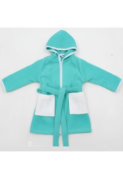 Halat de baie din bumbac, Prichindel, verde cu alb