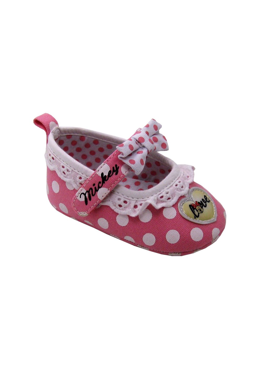 Incaltaminte bebe, roz cu buline albe, Minnie Mouse