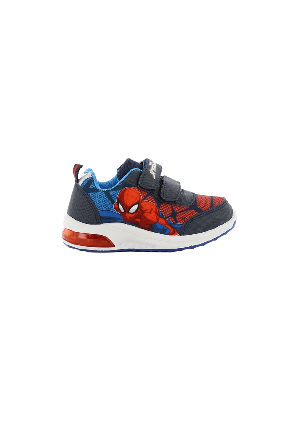 Incaltaminte sport, cu beculet, Spider Man, albastru cu rosu