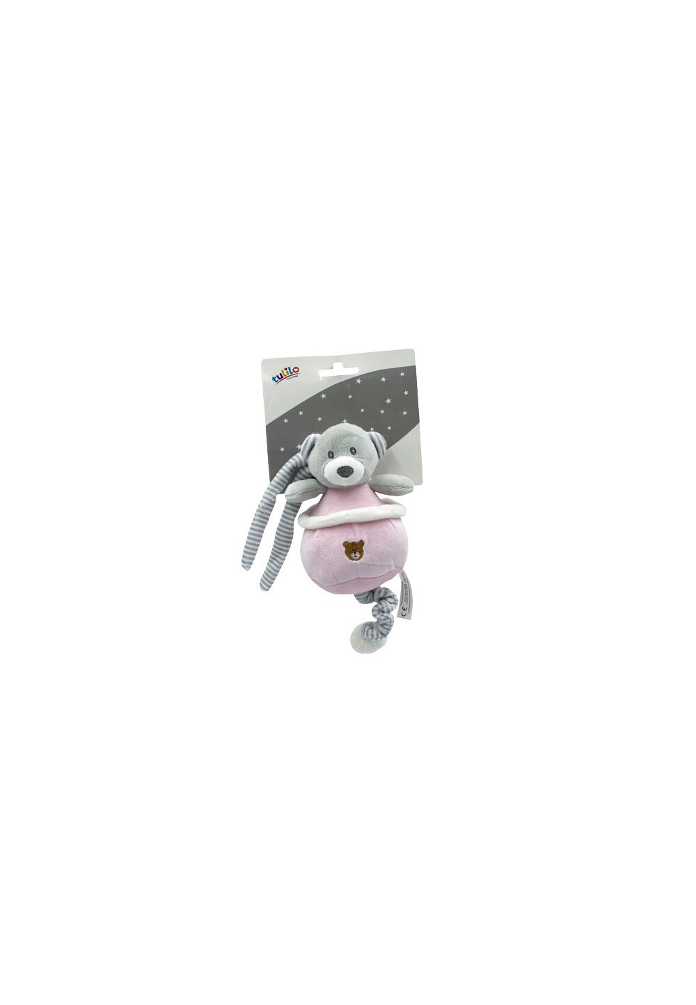 Jucarie pentru carucior, Happy bear, roz cu gri