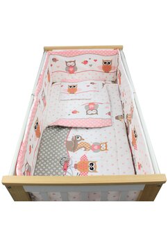 Lenjerie patut, 5 piese, Bufinite roz, 120x60 cm