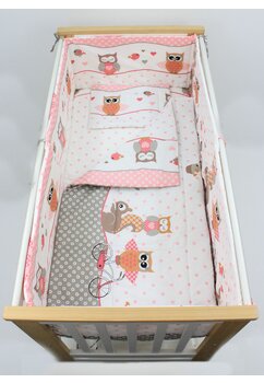 Lenjerie patut, 5 piese, Bufinite roz, 120x60 cm