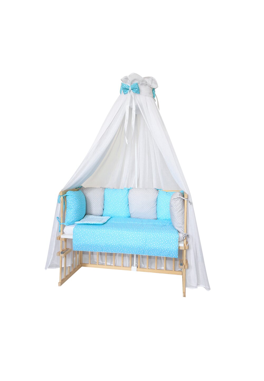 Lenjerie 11 piese, piccolo, turcoaz cu stelute, 95x45cm
