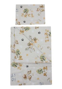 Lenjerie 2 piese, bumbac, catelusi, 120x60 cm, ivory