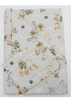 Lenjerie 2 piese, bumbac, catelusi, 120x60 cm, ivory