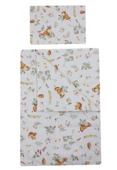 Lenjerie 2 piese, bumbac, Little fox, 120x60 cm, alb