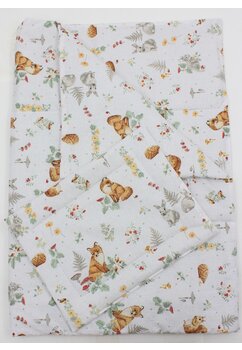 Lenjerie 2 piese, bumbac, Little fox, 120x60 cm, alb