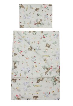 Lenjerie 2 piese, bumbac, Little fox, 120x60 cm, ivory